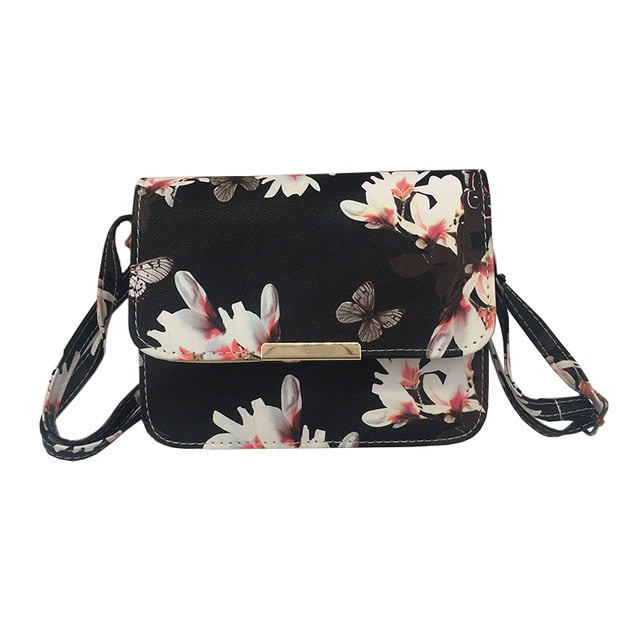 Floral Leather  Shoulder Bag