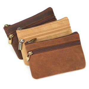 Leather Zipper Coin Wallet